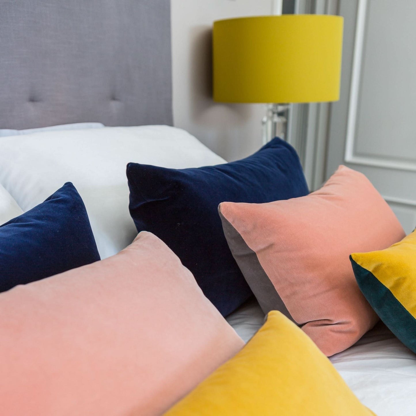 navy velvet cushion cover luxe 39