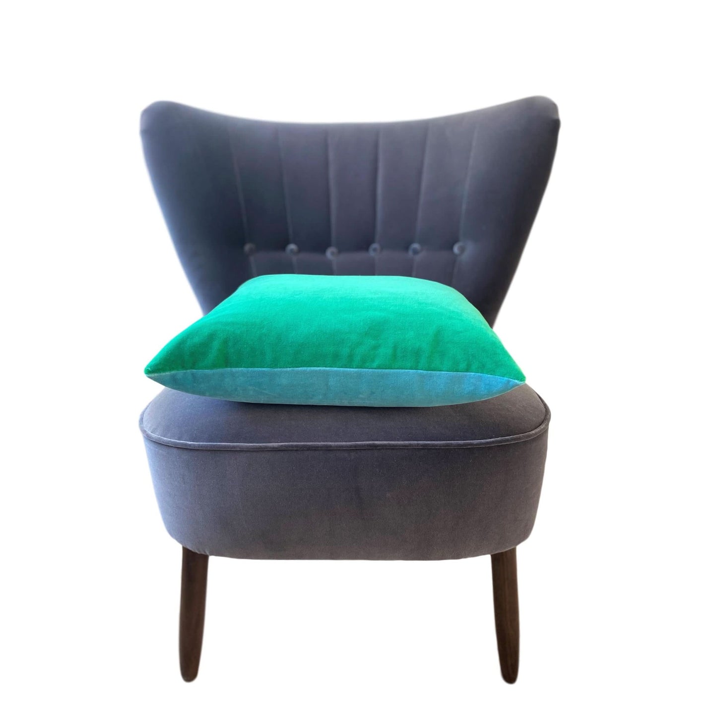 40 x 60 cushion in turquoise and emerald velvet