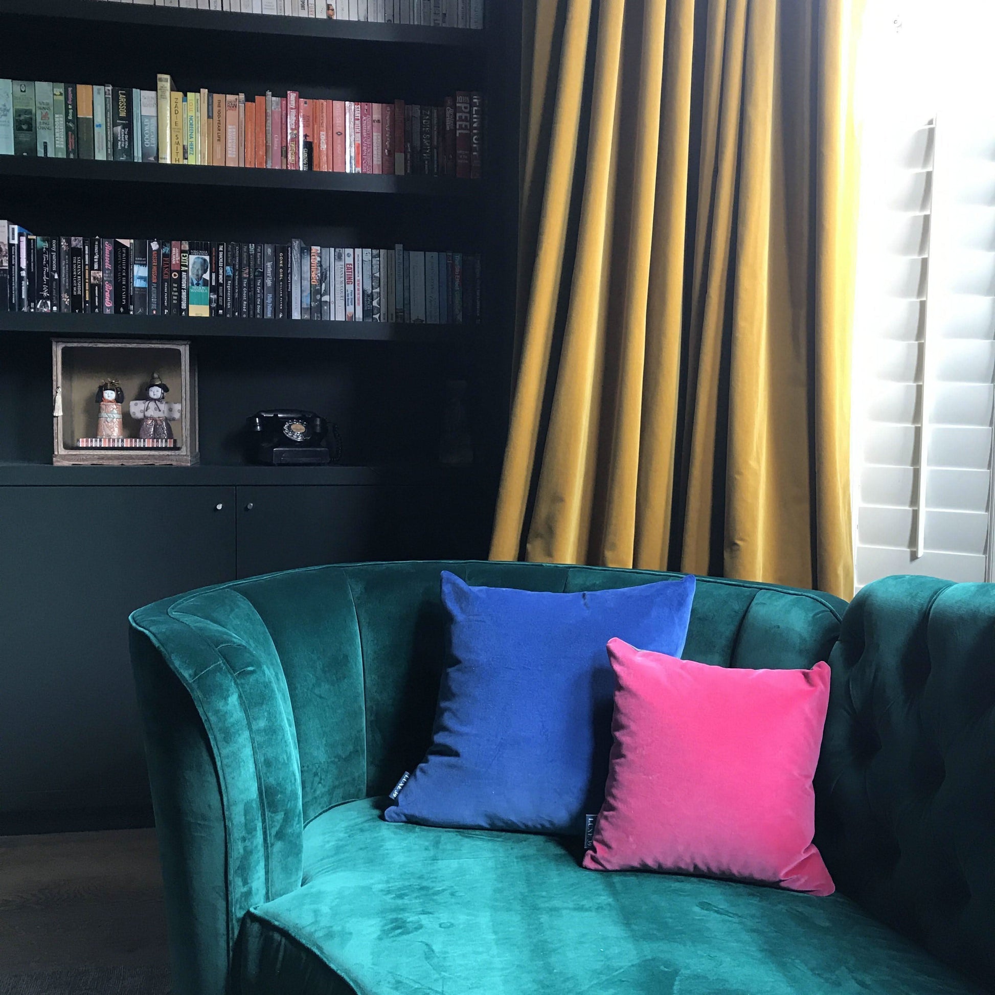 Raspberry Pink Velvet Cushion with True Blue Luxe 39