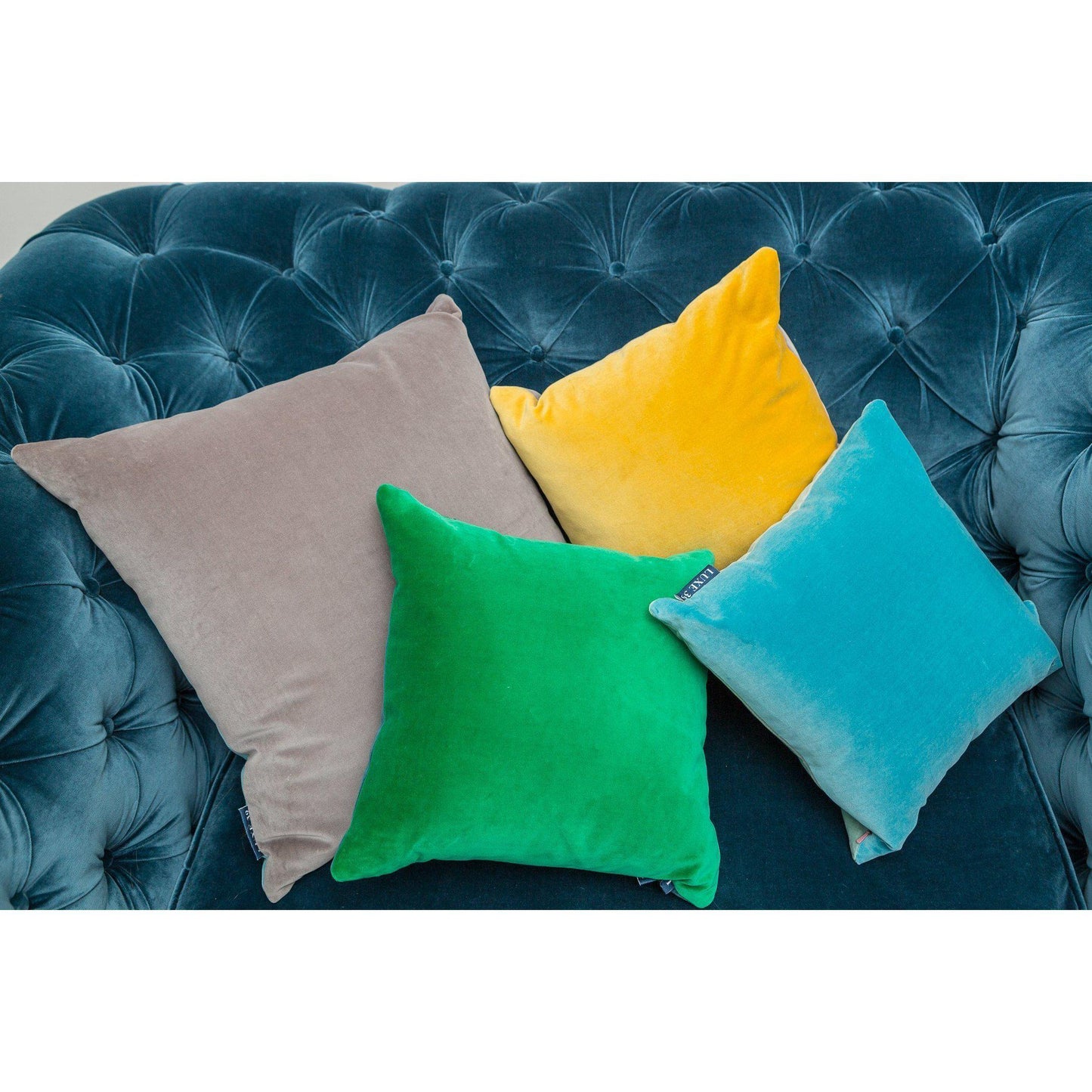 Turquoise Velvet Cushion with Emerald Green Luxe 39