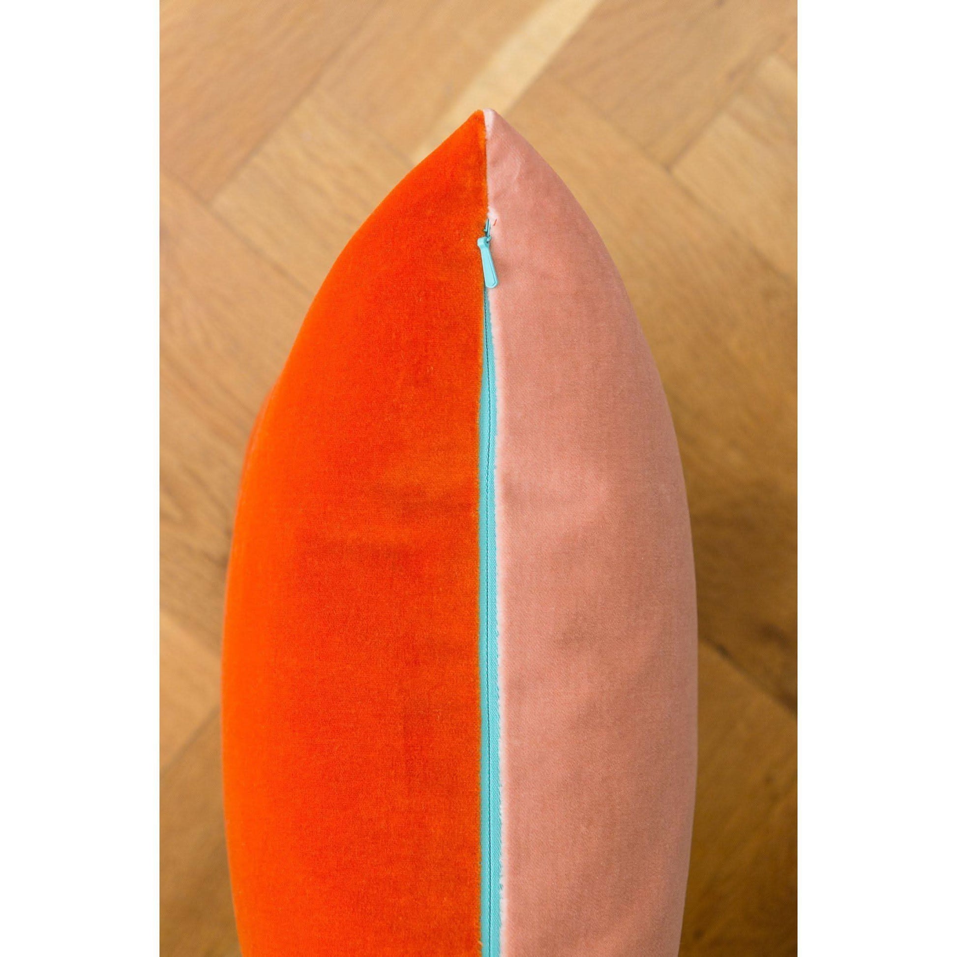 Blush Pink Velvet Cushion with Burnt Orange Luxe 39