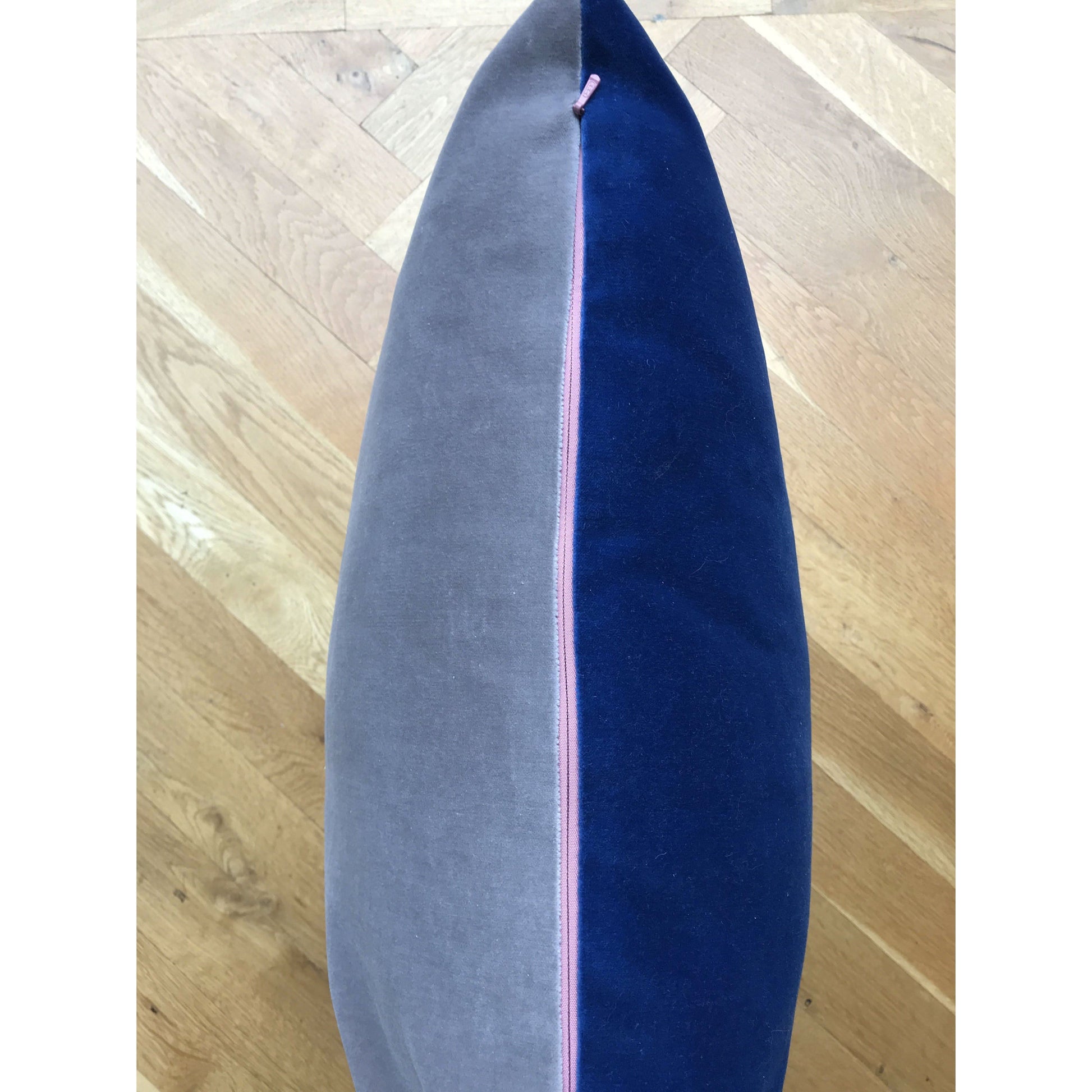 Silver Grey Velvet Cushion with True Blue Luxe 39
