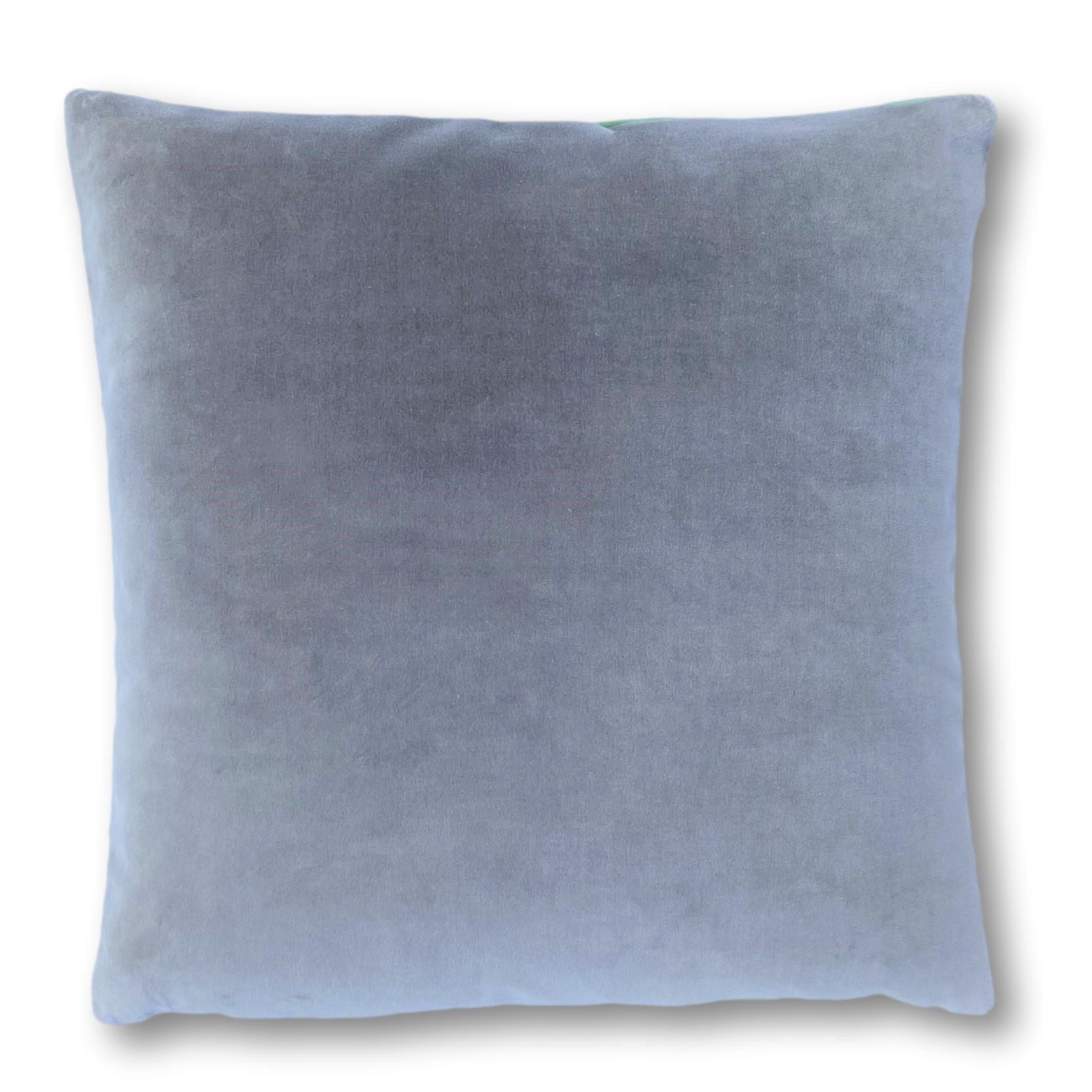 silver grey velvet cushions