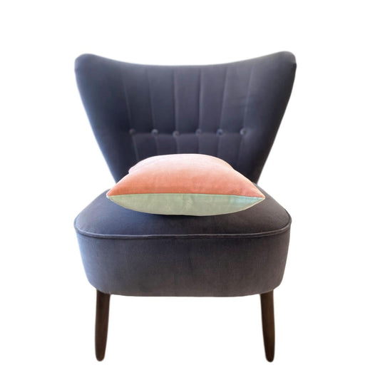 Blush Pink Velvet Cushion Cover with Duck Egg-Luxe 39