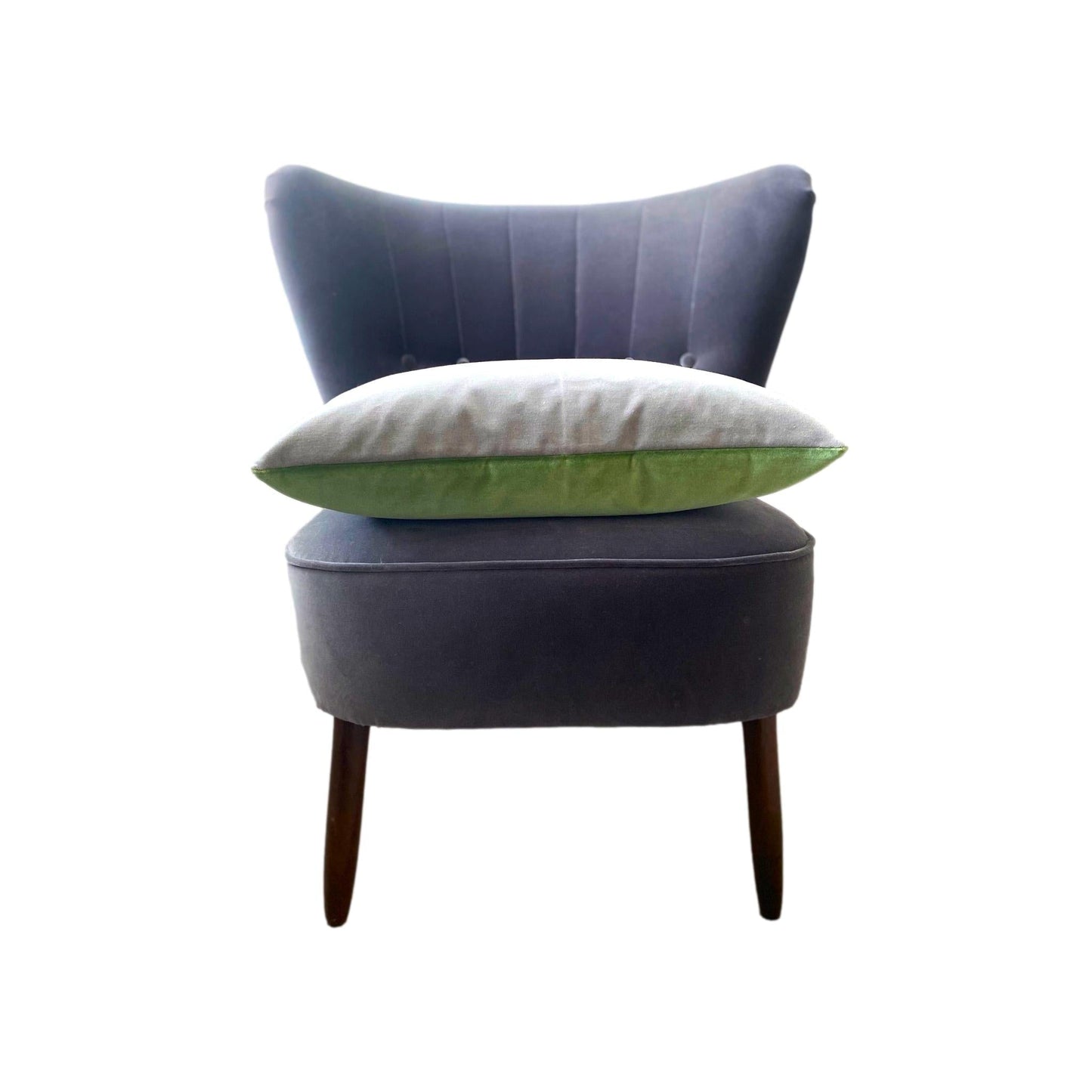 Sage Green Velvet Cushion with Silver Grey