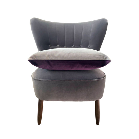 silver velvet cushion cover with purple by Luxe 39