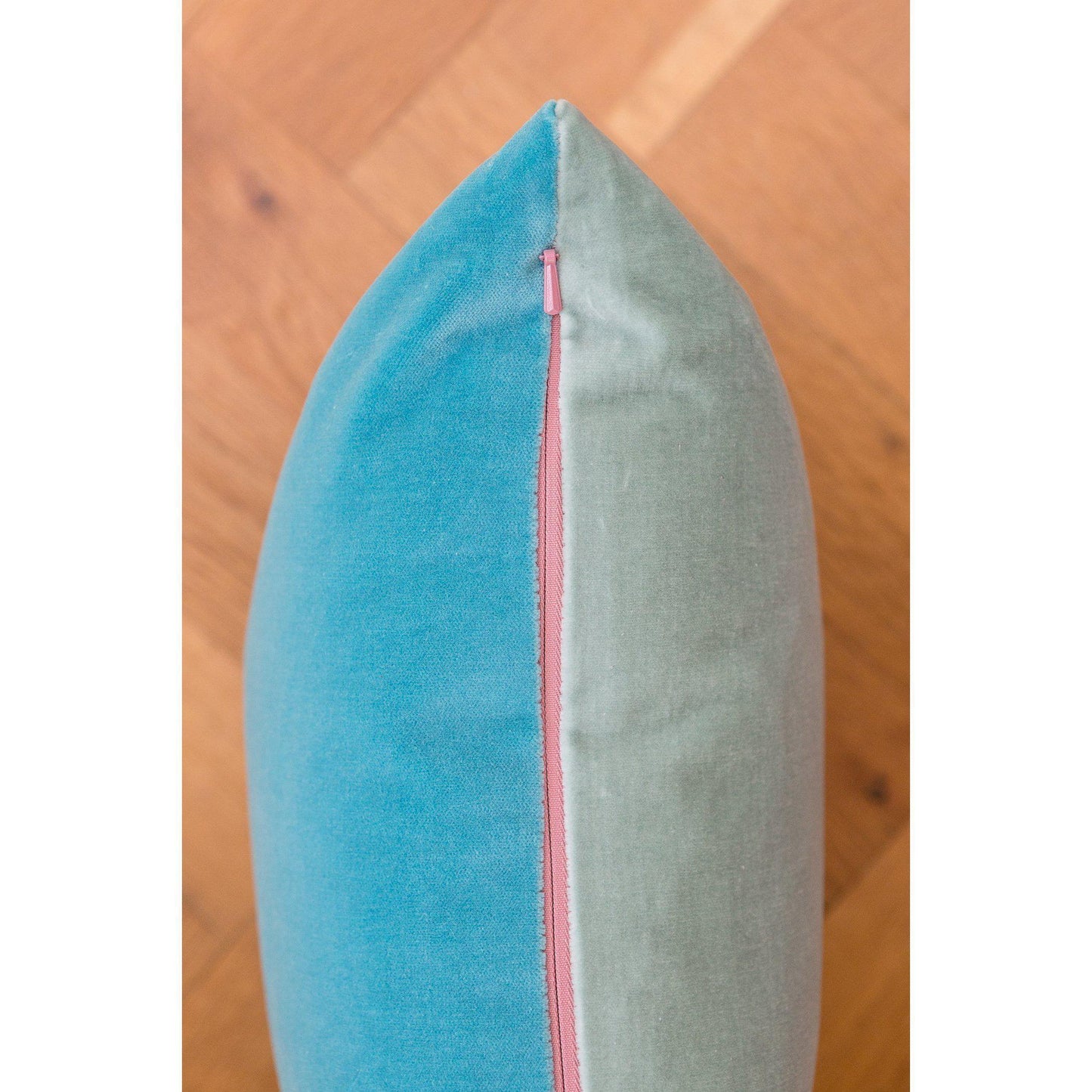Turquoise Velvet Cushion with Duck Egg Luxe 39