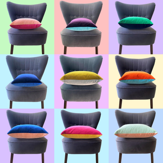 brightly coloured velvet cushions