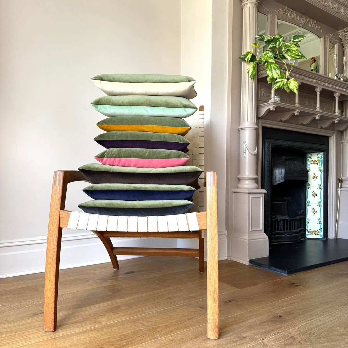 olive green velvet cushion covers piled