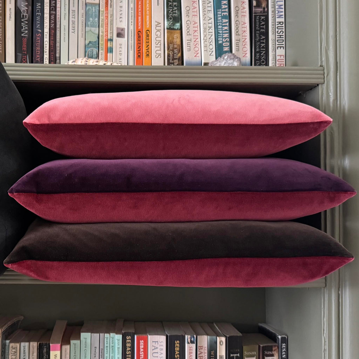 red and purple velvet cushion covers