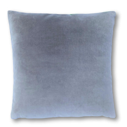 Emerald Green Velvet Cushion Cover with Silver Grey