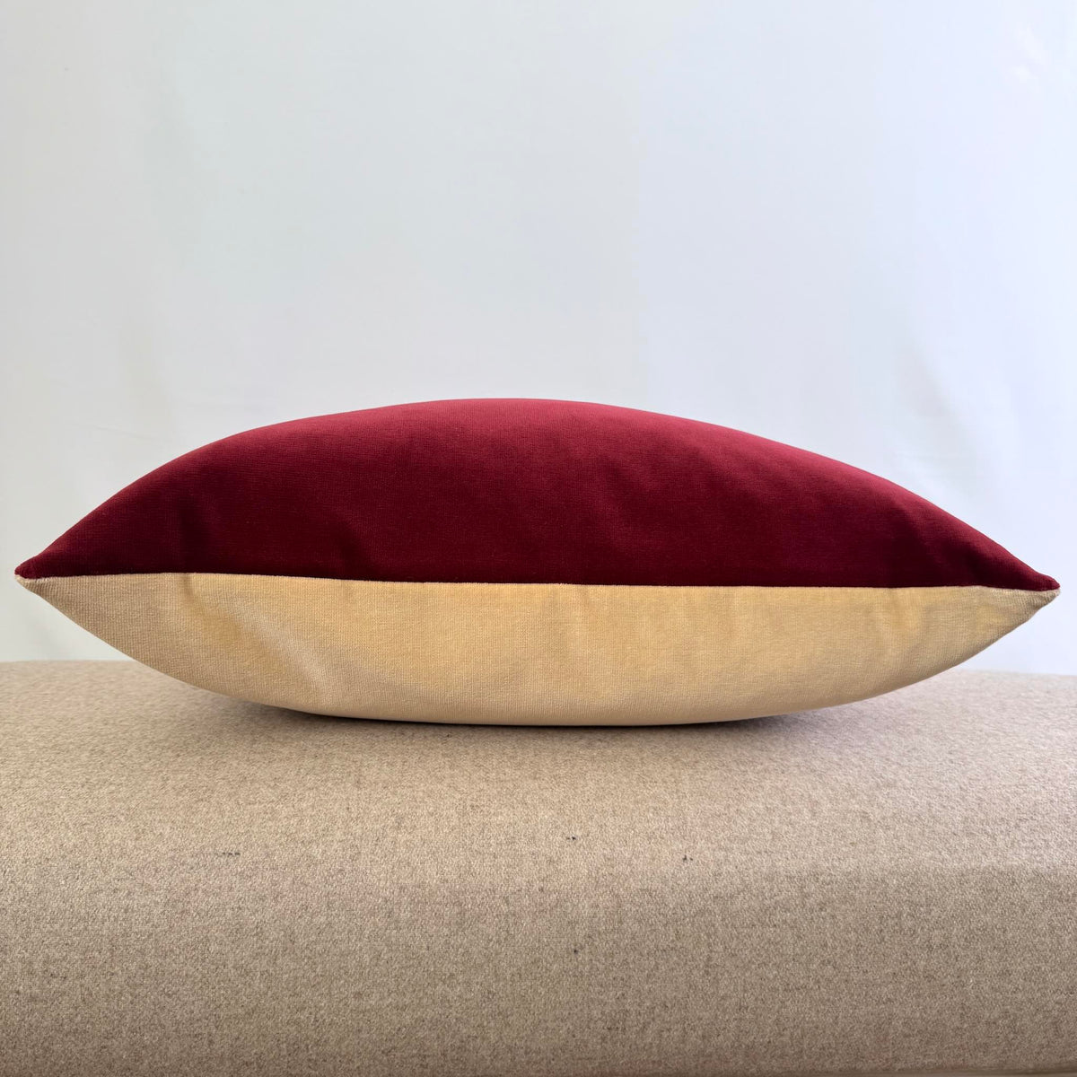 burgundy and champagne reversible velvet cushion cover