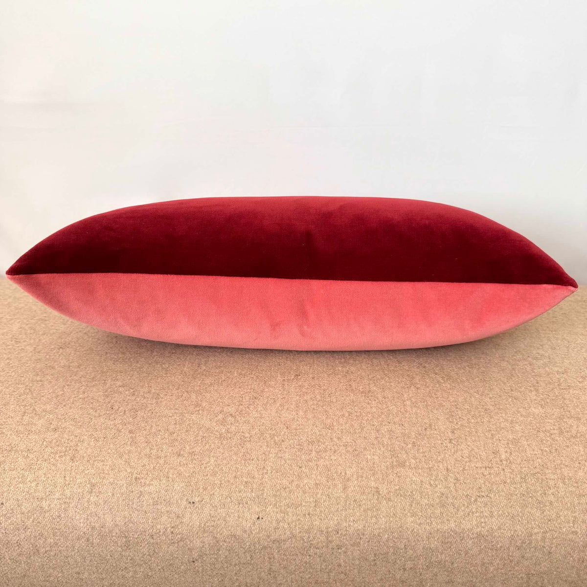 Burgundy and Rose Pink Reversible Velvet Cushion