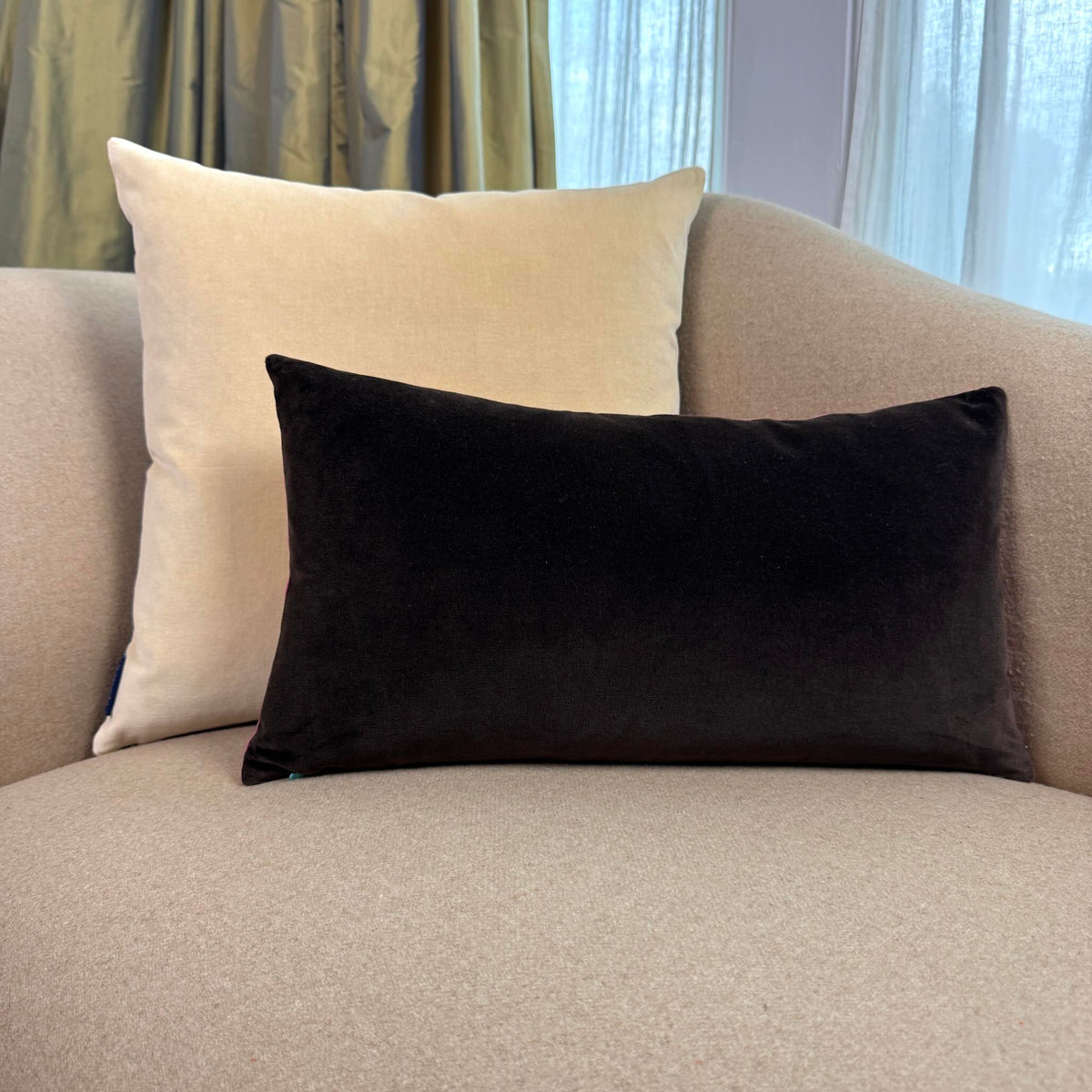 Dark Chocolate and Champagne Reversible Velvet Cushion Cover