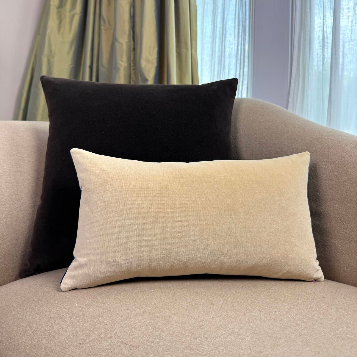 Dark Chocolate and Champagne Reversible Velvet Cushion