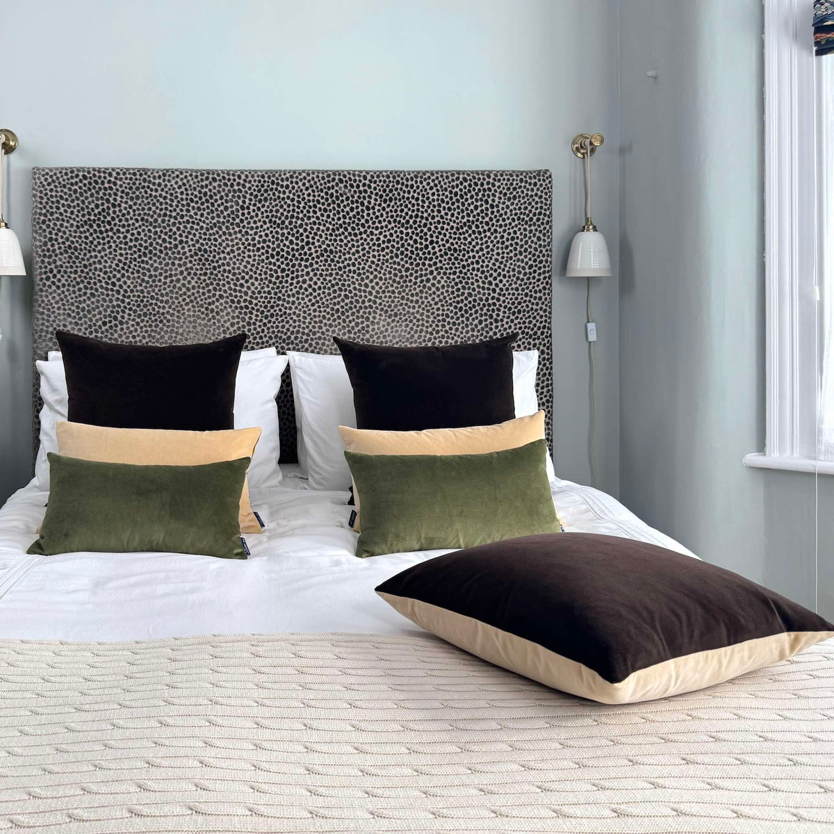 Dark Chocolate and Champagne Reversible Velvet Cushion Cover