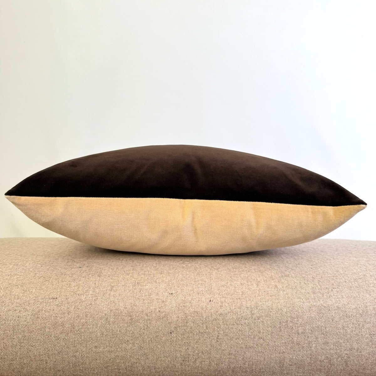Dark Chocolate and Champagne Reversible Velvet Cushion
