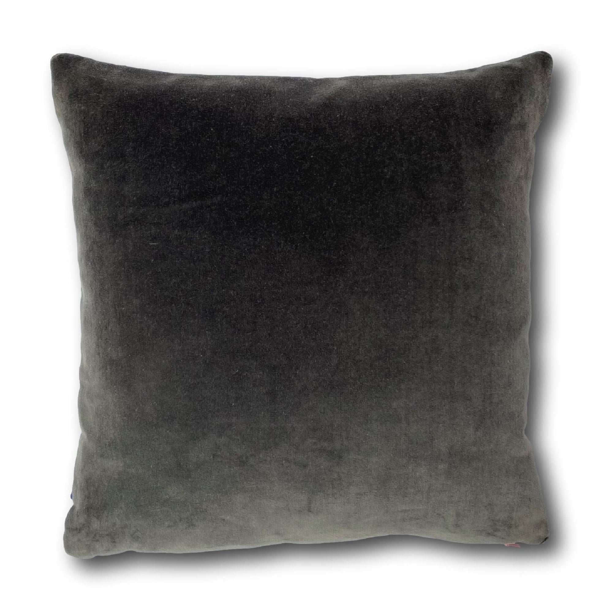 dark grey fluffy cushions in velvet