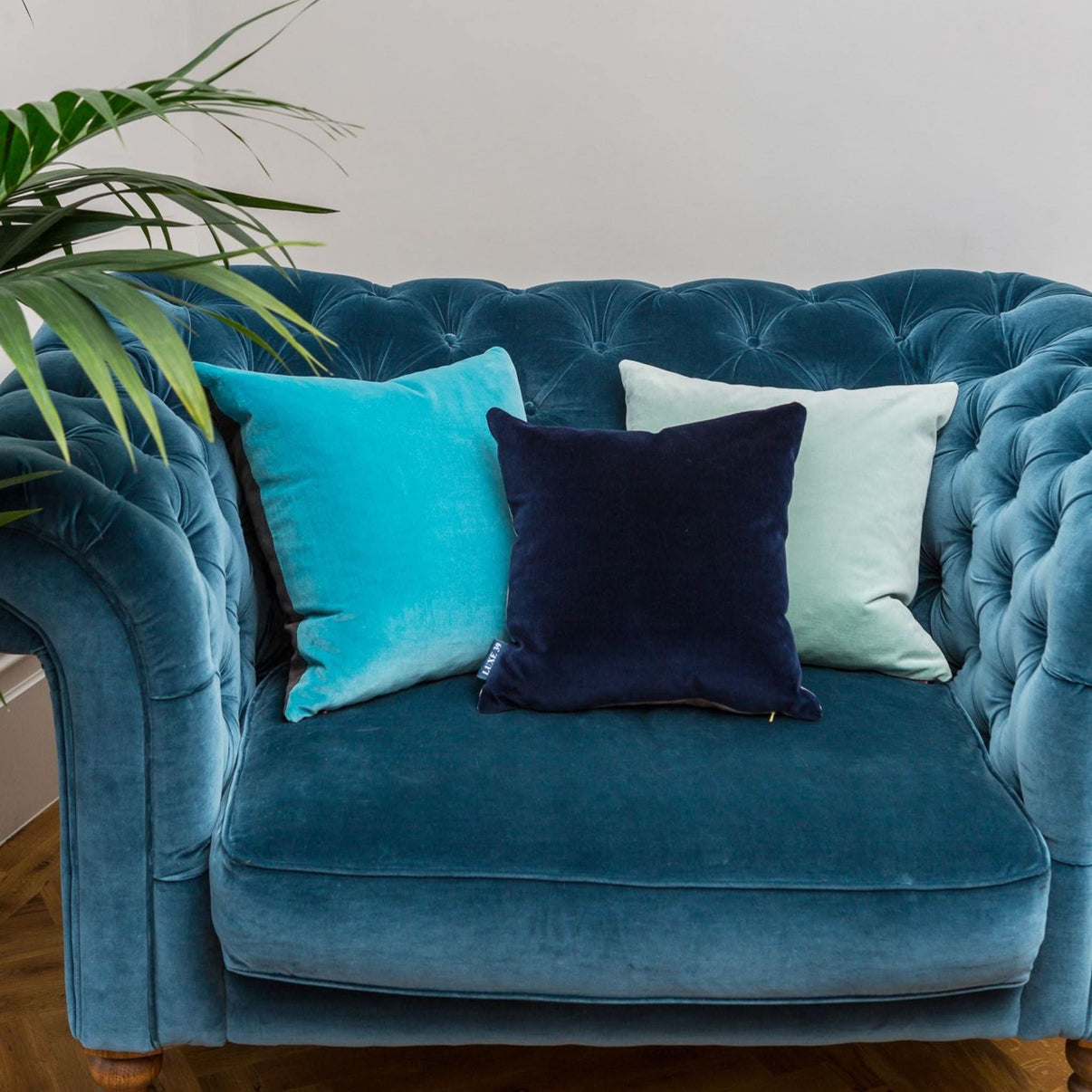 Duck Egg Blue Velvet Cushion Luxe 39