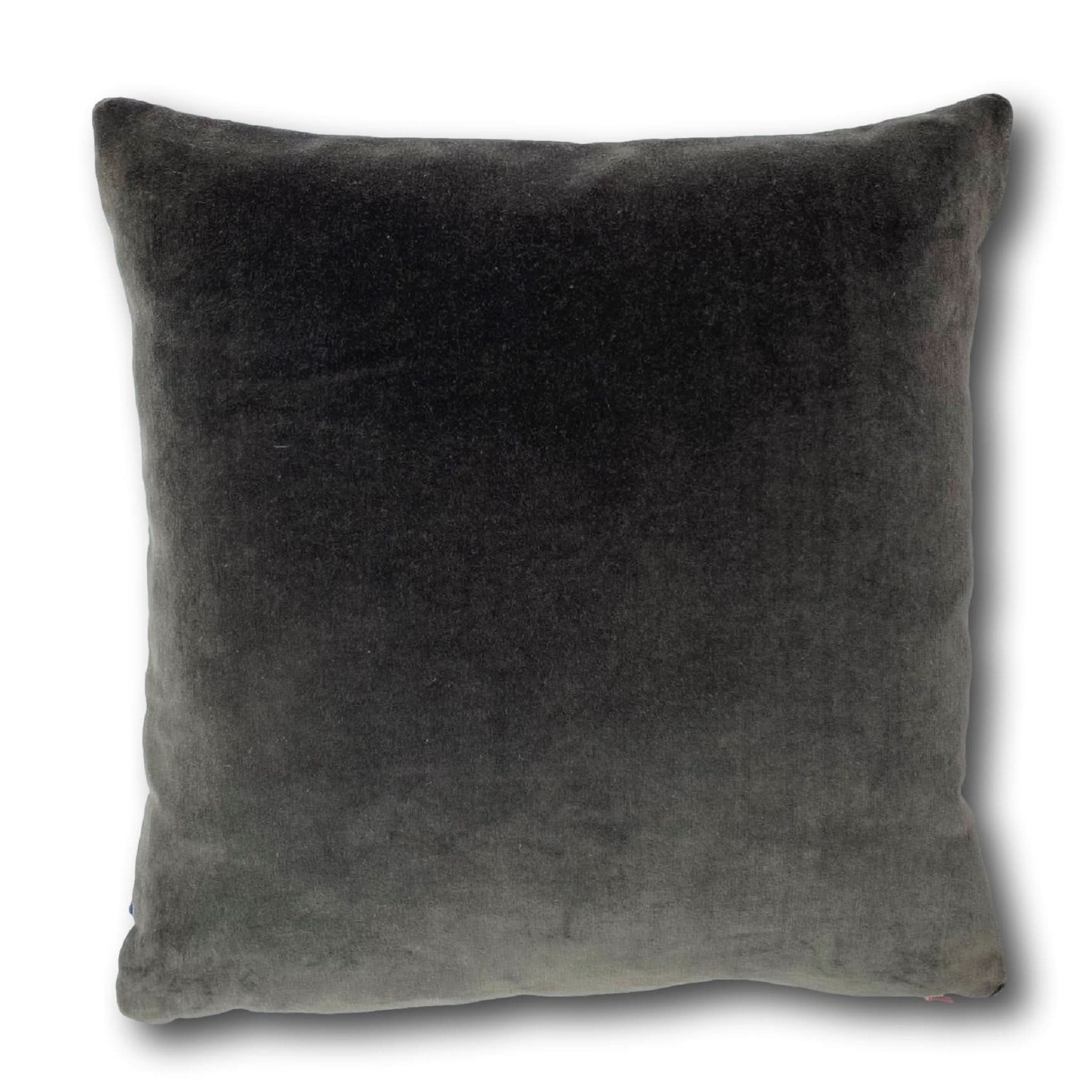 Grey velvet pillow sale