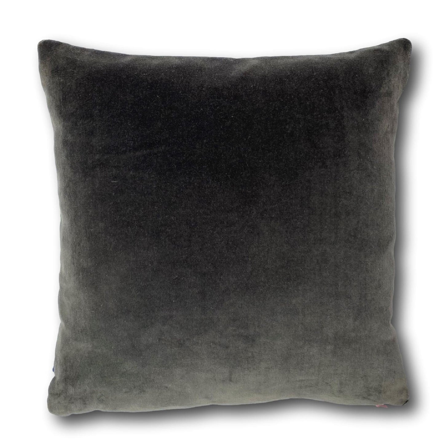 Dark Grey Velvet Cushion Cover with Emerald Green