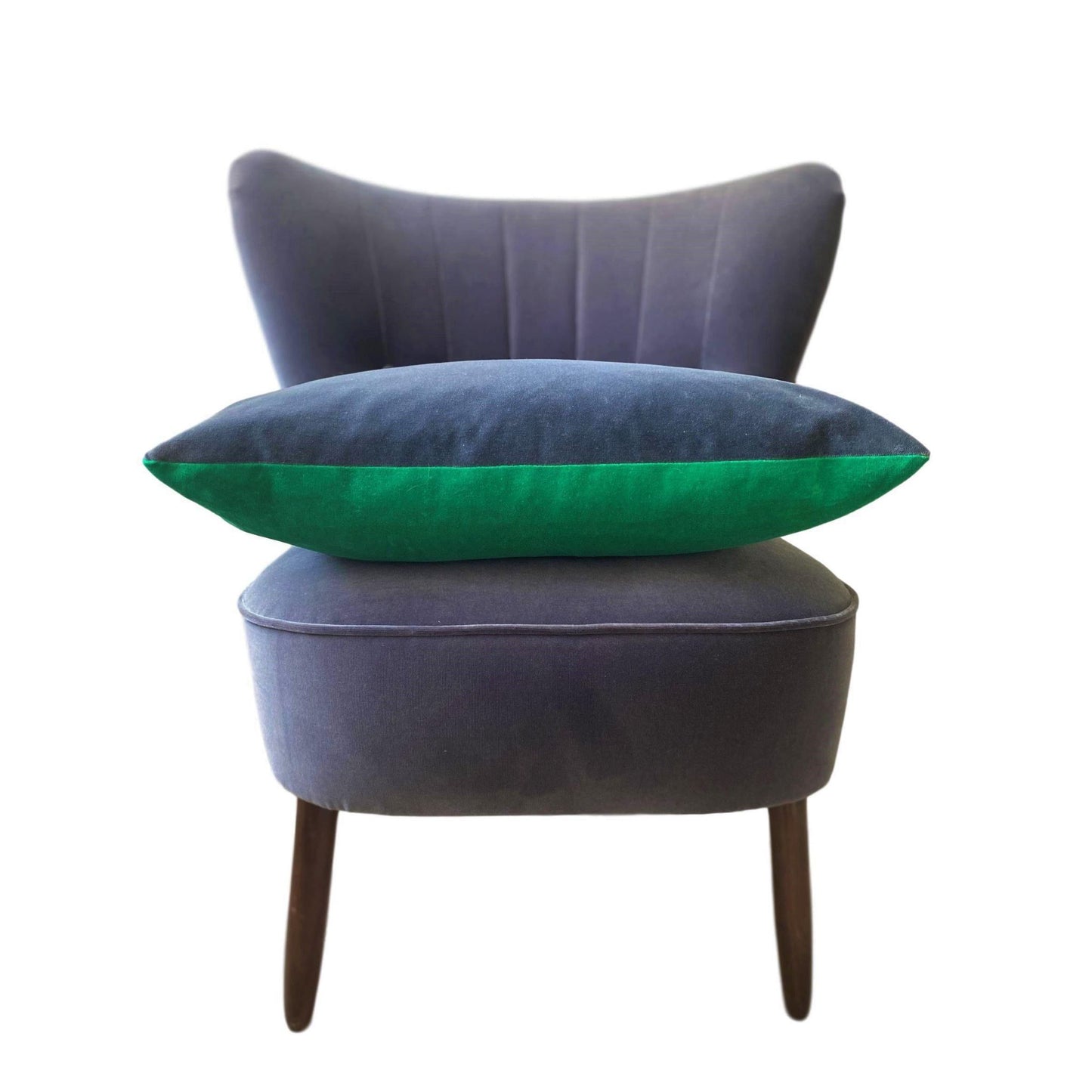 Dark Grey Velvet Cushion Cover with Emerald Green