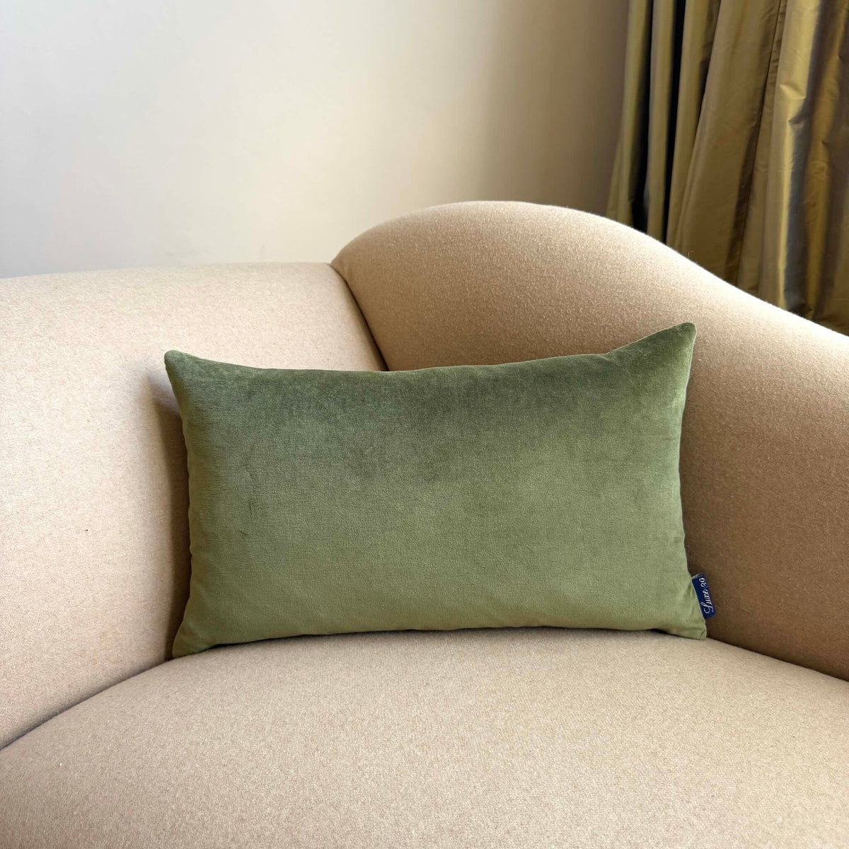 olive green velvet cushion rectangle