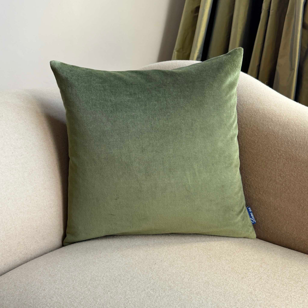 olive green velvet cushion square