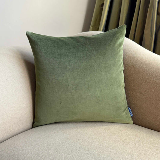 olive green velvet cushion square