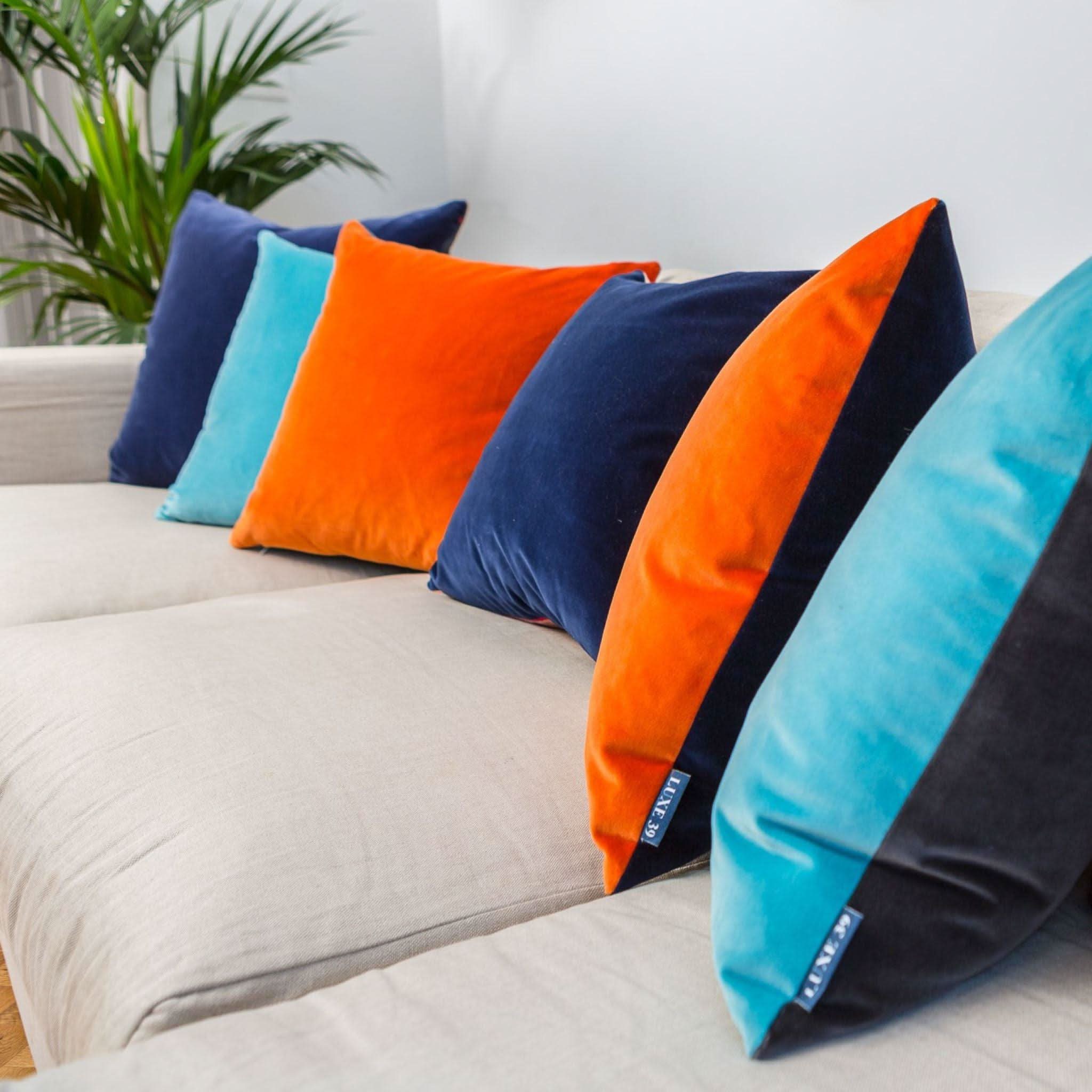 Orange and Blue Cushions Luxe 39 Chair Cushions