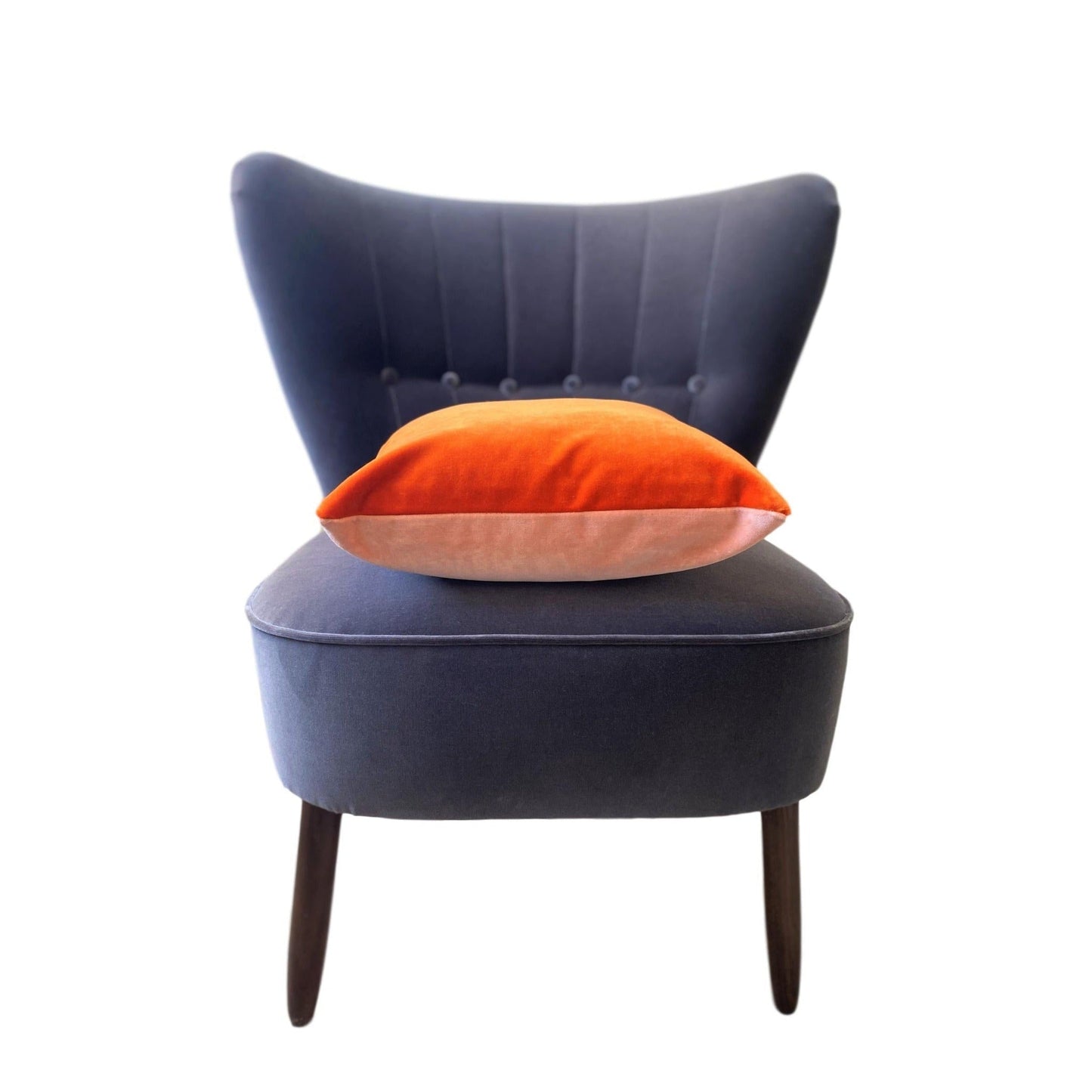 Burnt Orange Velvet Cushion Cover with Blush Pink-Luxe 39