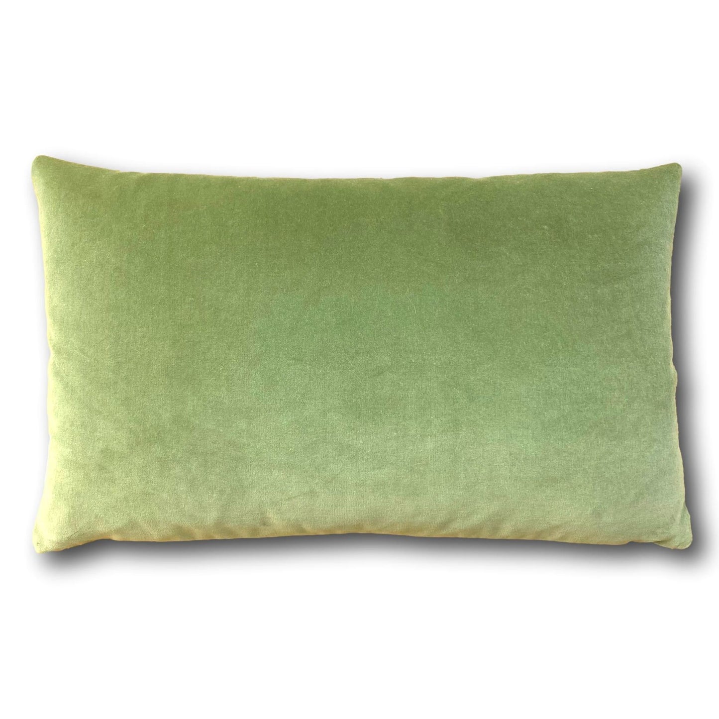 sage green pillows with a teal velvet reverse