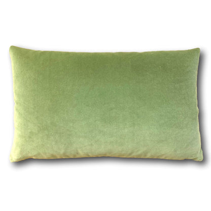 sage green pillows with a teal velvet reverse