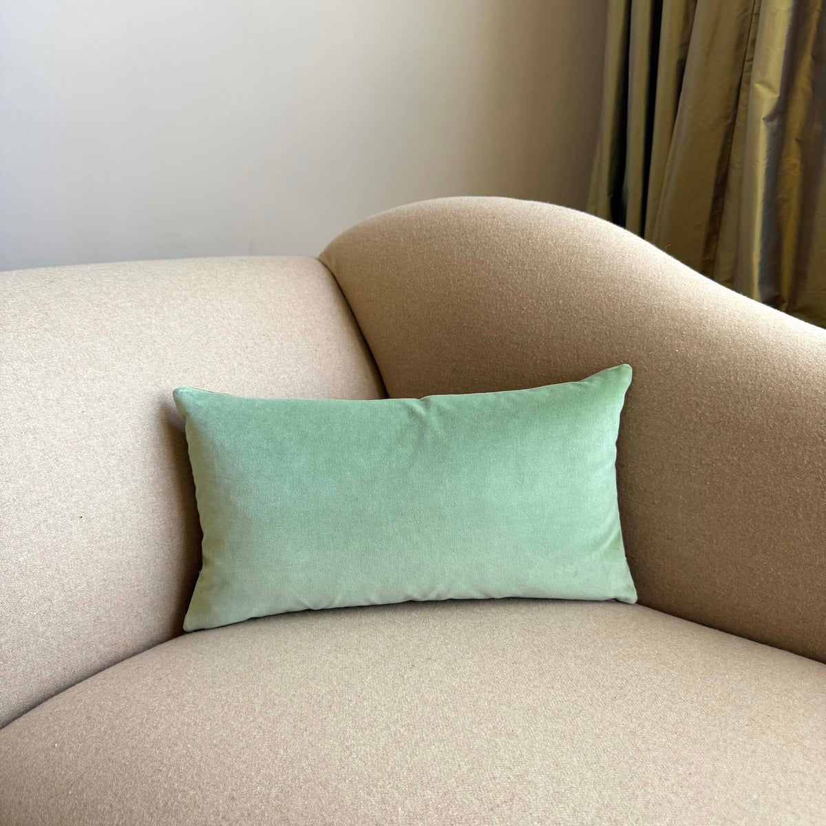sage green velvet cushion rectangle
