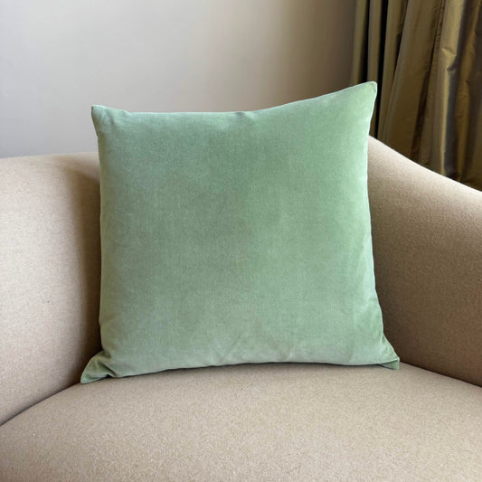 sage green velvet cushion