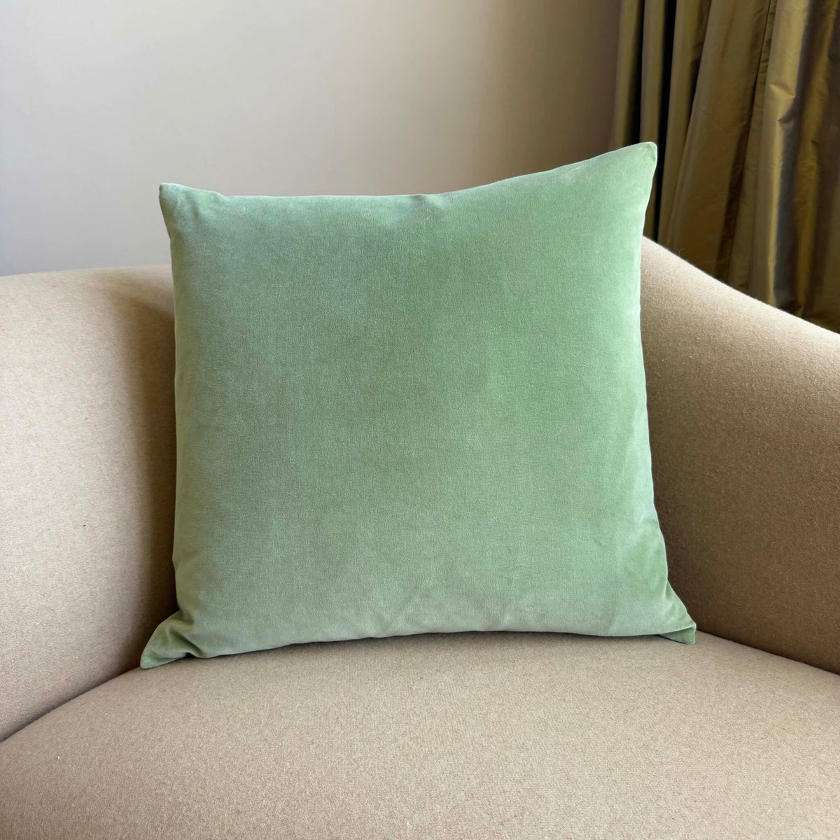 sage green velvet cushion square