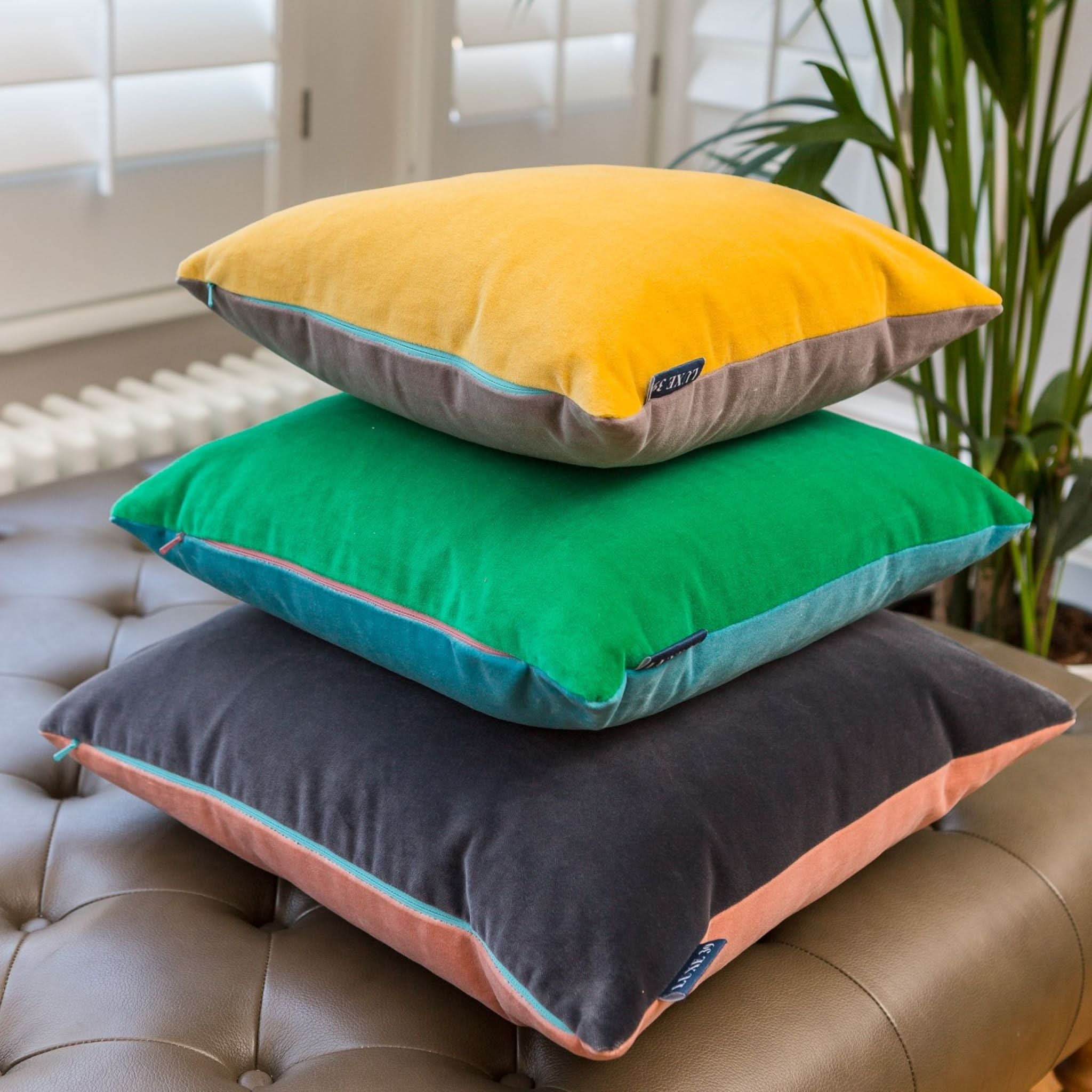 Mustard and grey clearance cushion