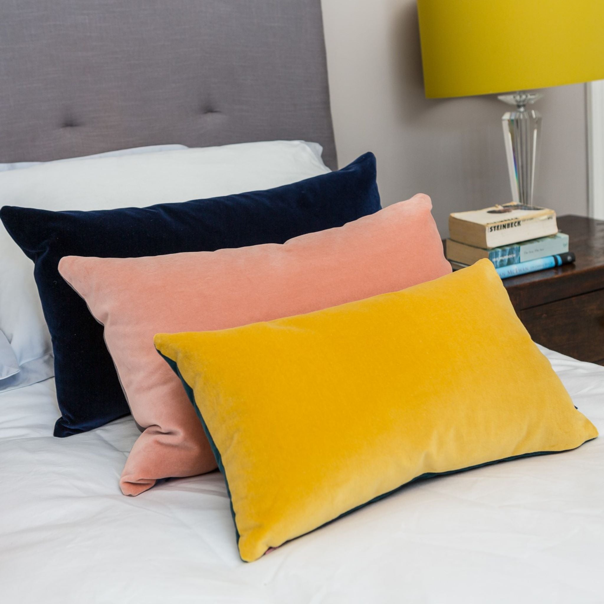 Mustard velvet cushions sale