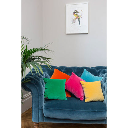 Turquoise Velvet Cushion with Mustard Yellow Luxe 39