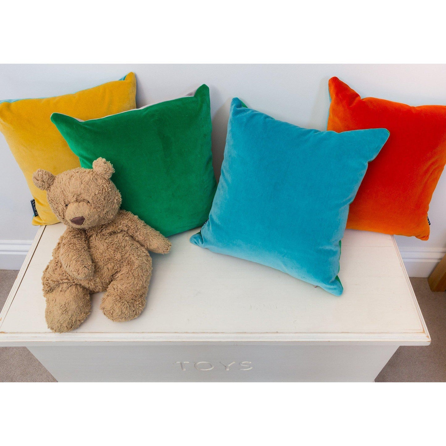 Turquoise Velvet Cushion with Mustard Yellow Luxe 39