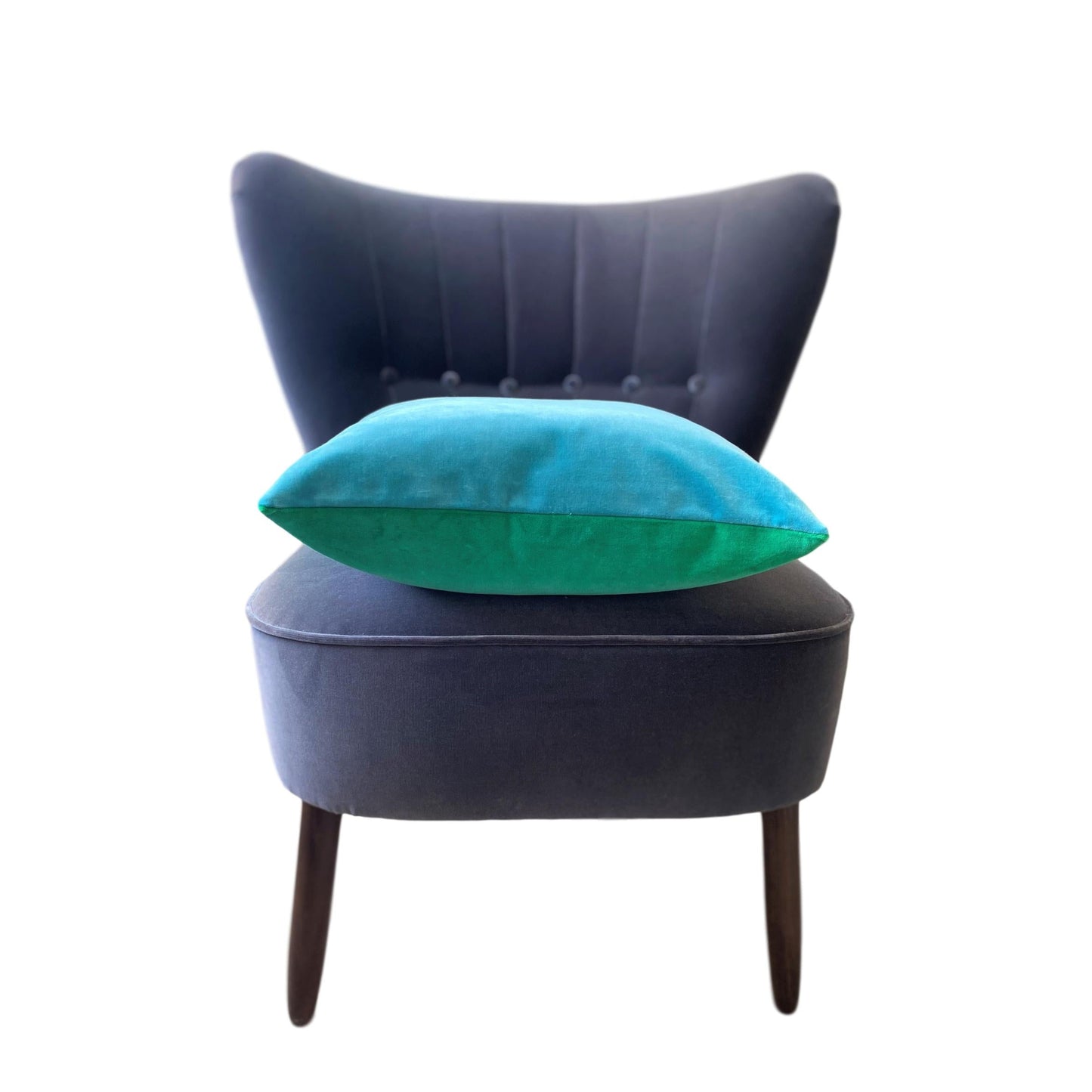 turquoise velvet cushion cover with emerald green by Luxe 39