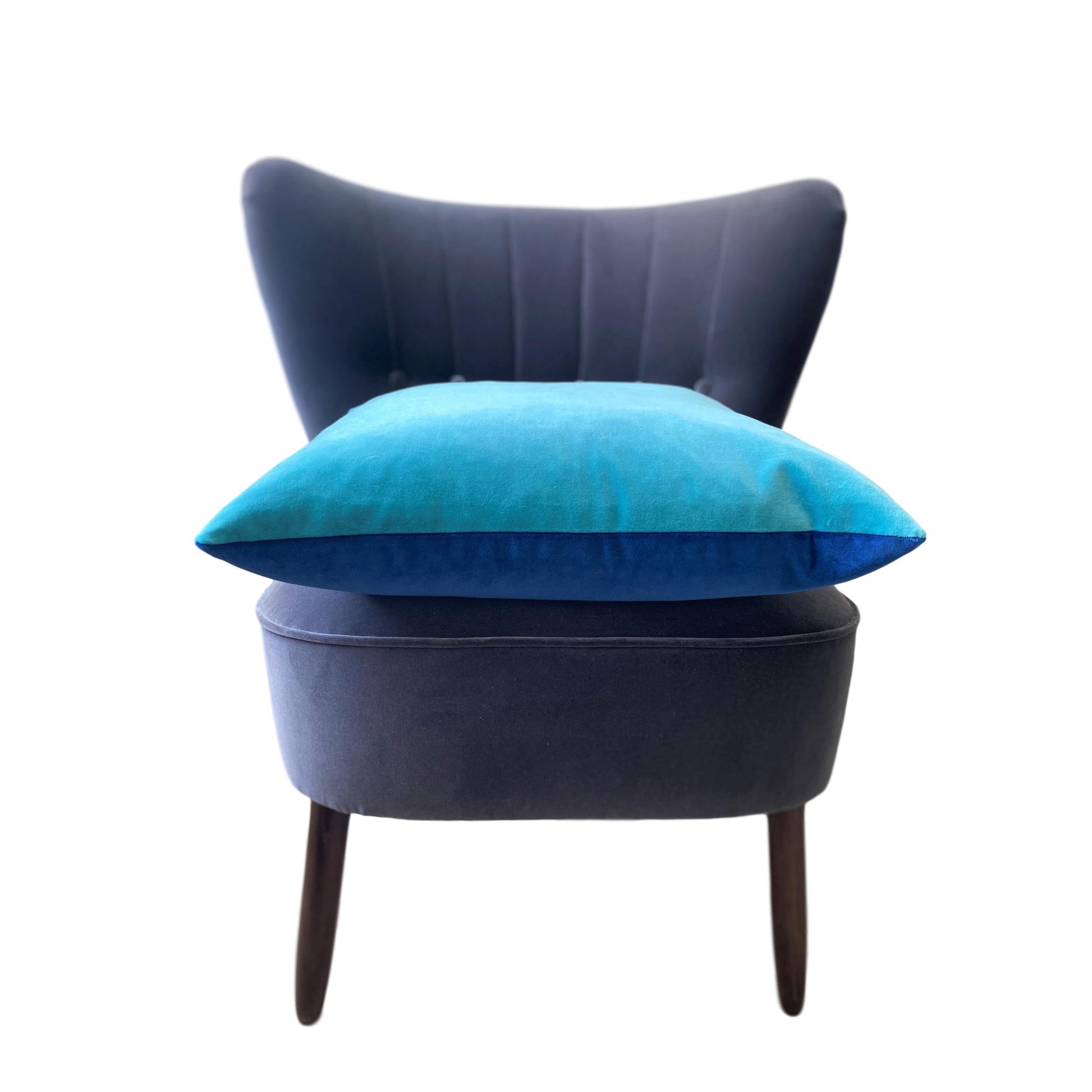 turquoise velvet cushion cover with royal blue by Luxe 39