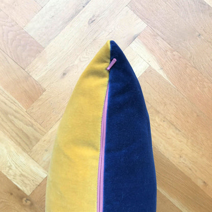 Blue and mustard cushion by luxe 39