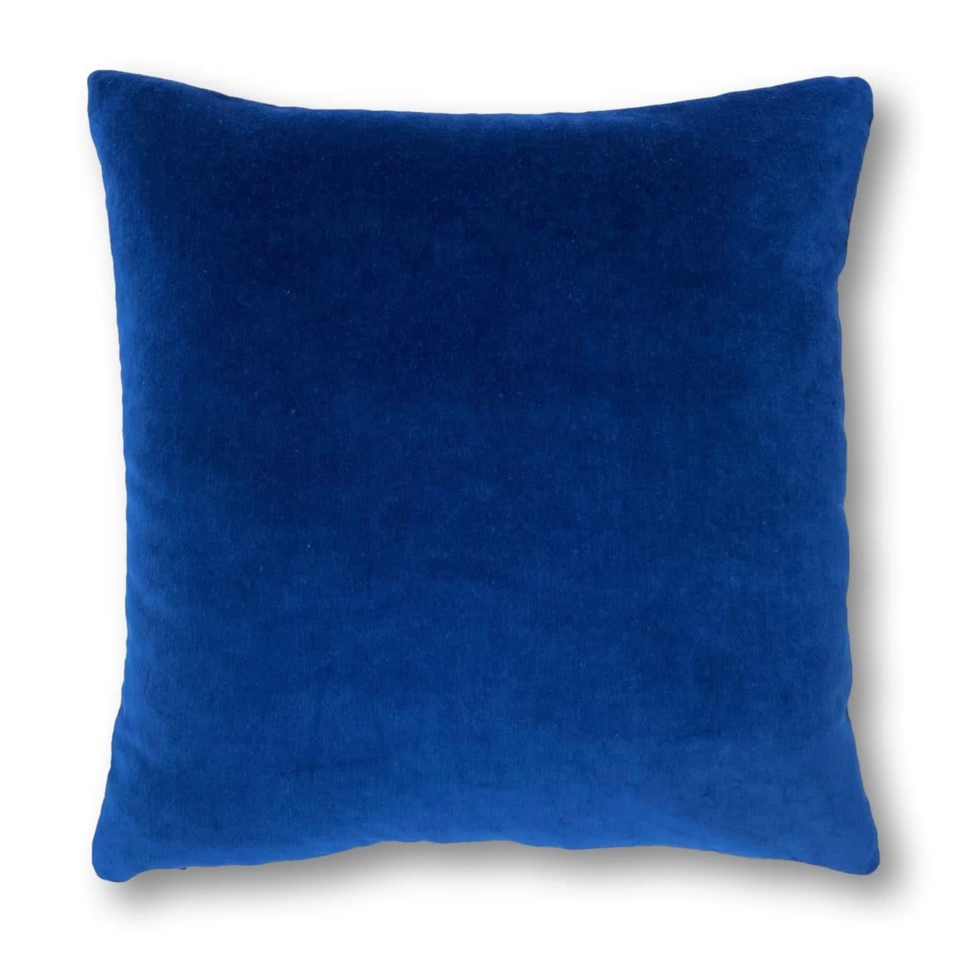 blue velvet cushion with navy velvet reverse
