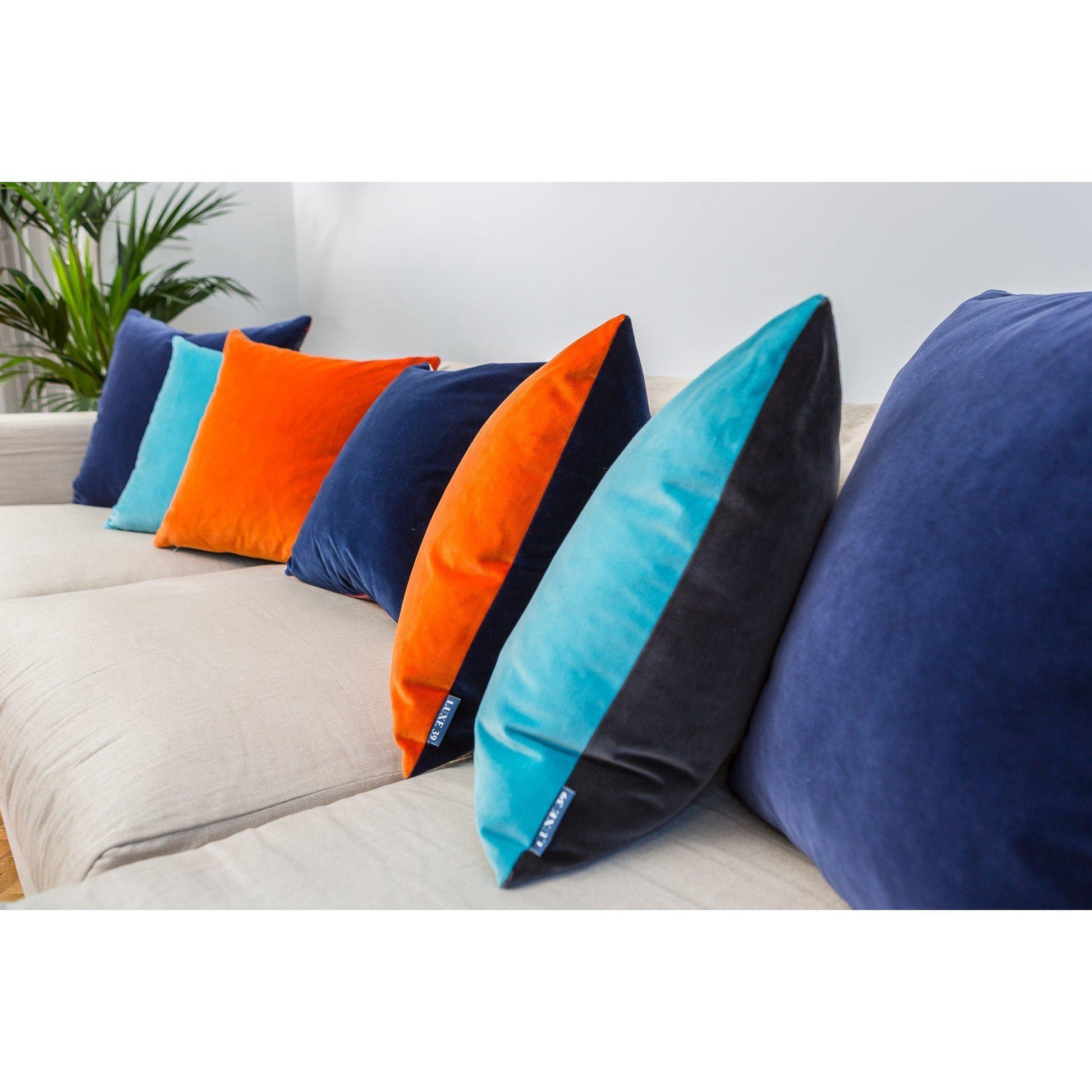 True Blue Velvet Cushion with Turquoise Luxe 39