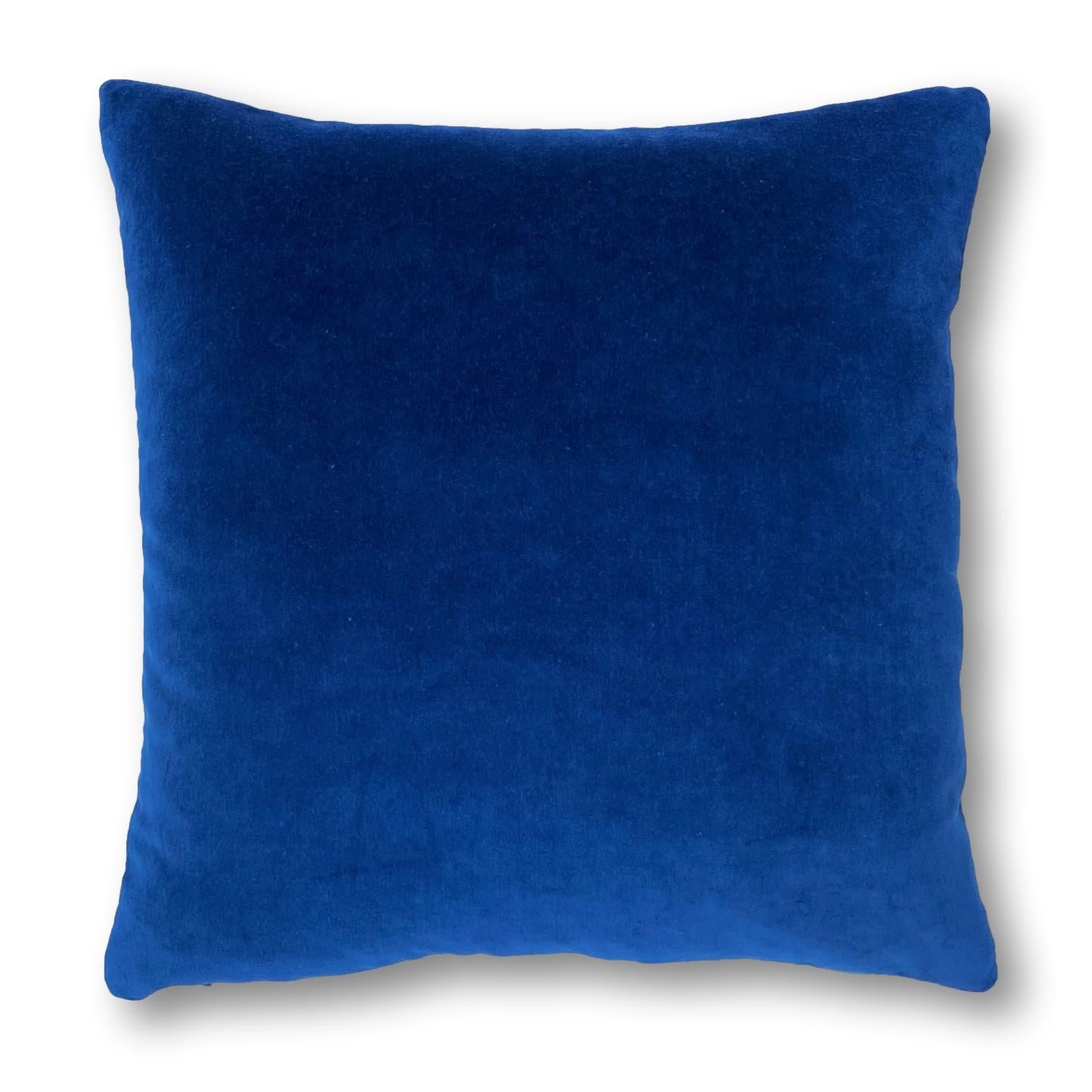Royal Blue Velvet Cushion with Navy