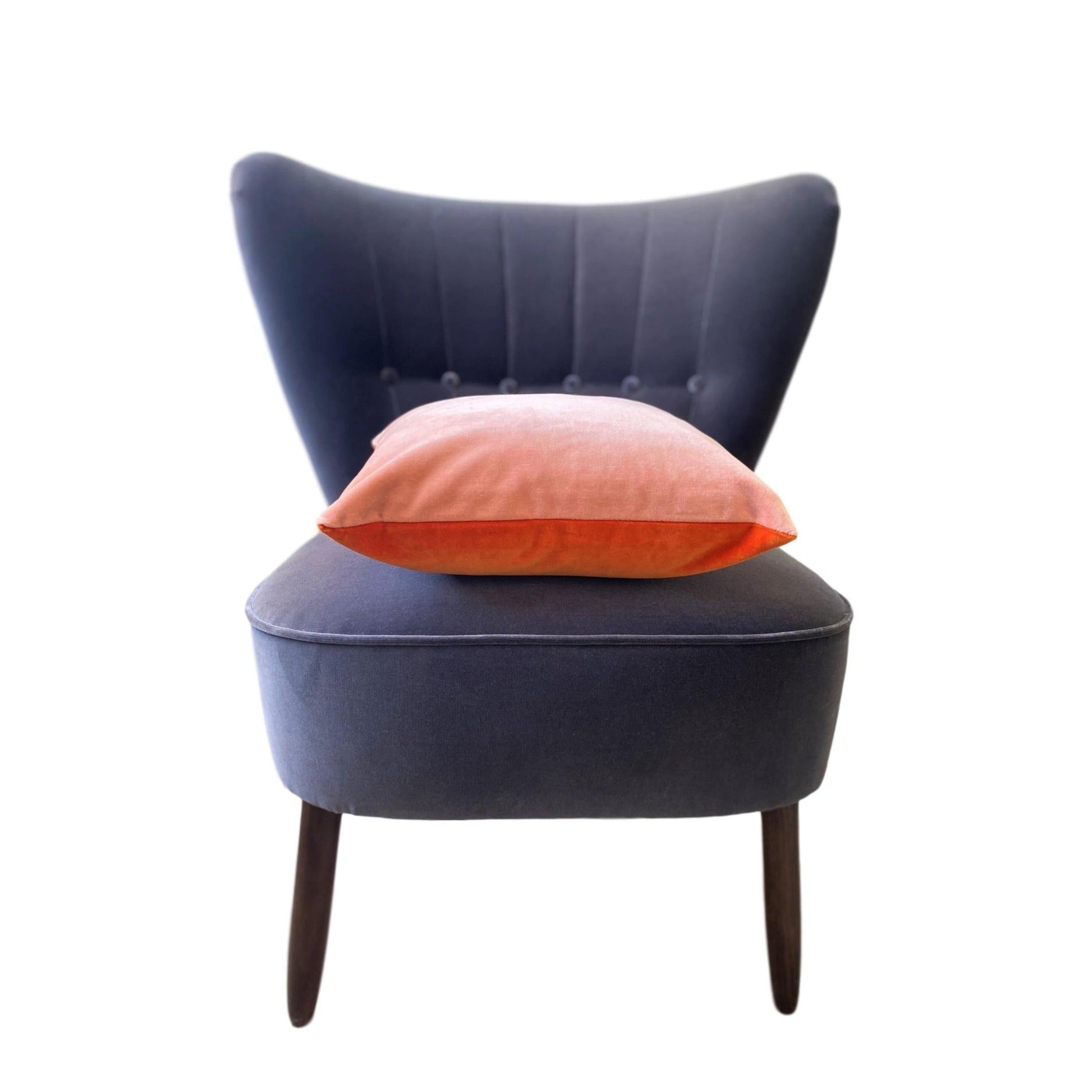 Blush Pink Velvet Cushion Cover with Burnt Orange-Luxe 39
