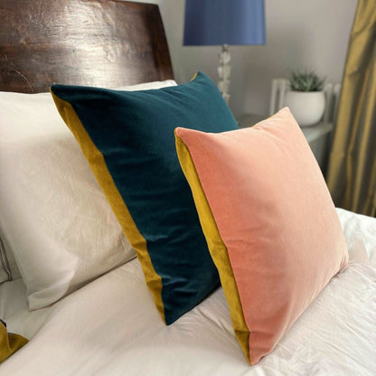 champagne gold cushions with a blush pink reverse by luxe 39