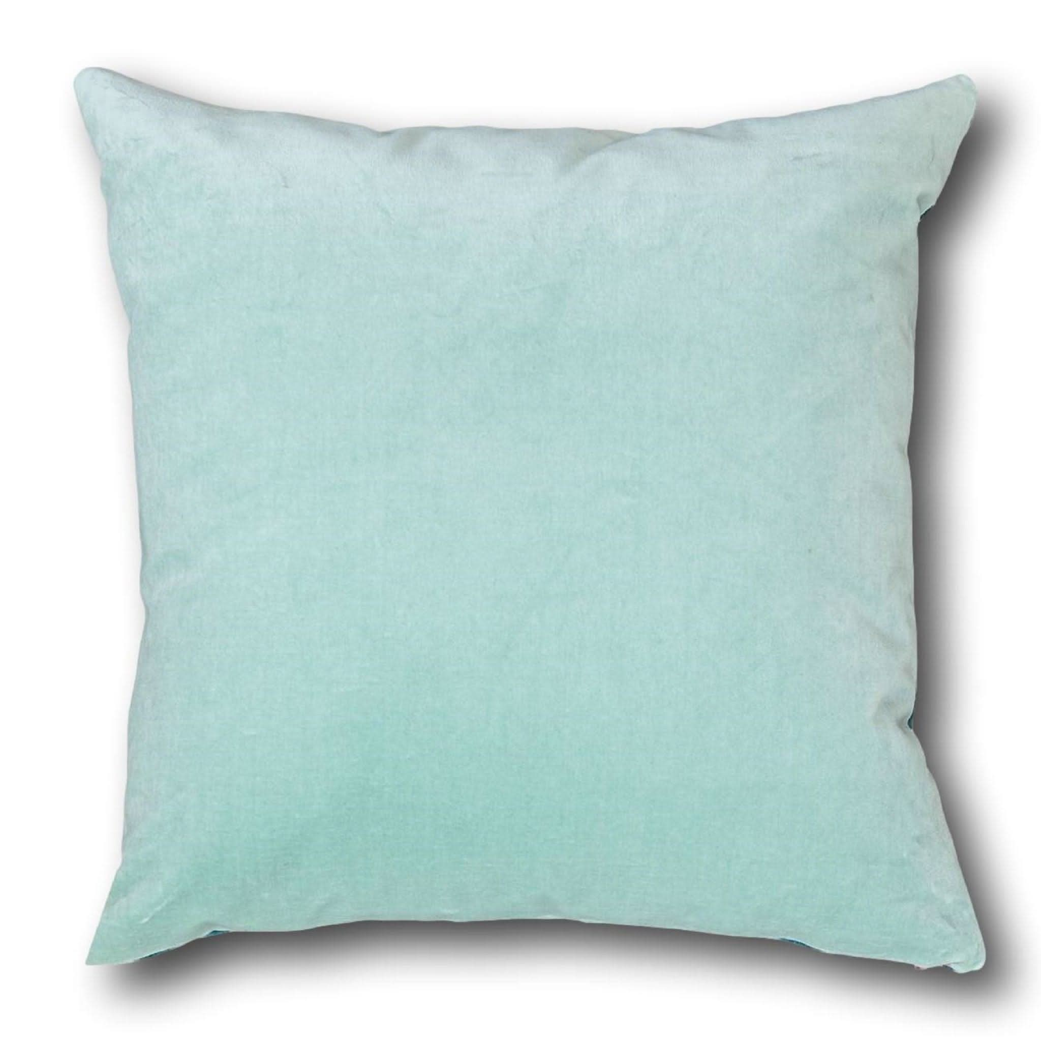 Duck egg blue store and pink cushions