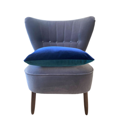 Teal Velvet Cushion Cover with Navy